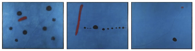 Joan Miró, Bleu I, Bleu II, Bleu III, 1961 © Successió Miró Adagp, 2025 © Centre Pompidou, MNAM-CCI, Dist. GrandPalaisRmn Joan Miró, Bleu I, Bleu II, Bleu III, 1961 © Successió Miró Adagp, 2025 © Centre Pompidou, MNAM-CCI, Dist. GrandPalaisRmn