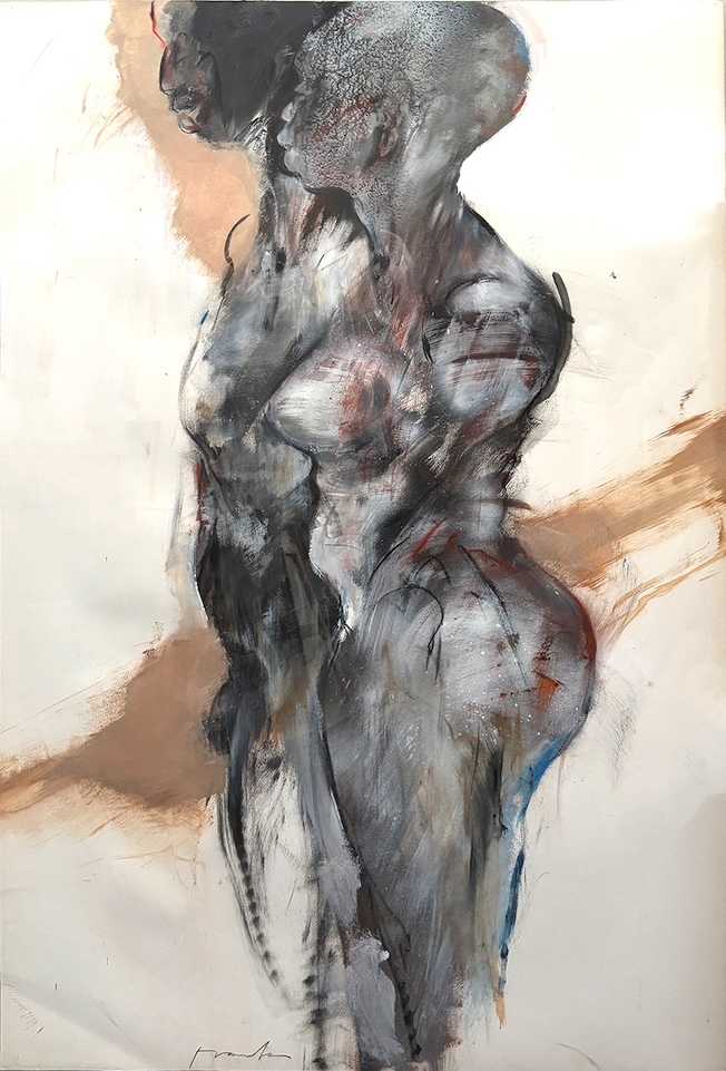 FRANTA, couple de profil, technique mixte sur papier marouflé sur toile. 110 x 75 cm FRANTA, couple de profil, technique mixte sur papier marouflé sur toile. 110 x 75 cm