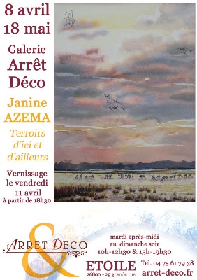 Etoile sur Rhône (26). Janine AZEMA & Barbara HUNZIKER à la Galerie Arrêt Déco. 8 avril - 18 mai