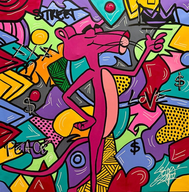 LELO StreetKing Dimensions : 90 x 90 cm Technique : Peinture acrylique sur toile Année : 2025 LELO StreetKing Dimensions : 90 x 90 cm Technique : Peinture acrylique sur toile Année : 2025