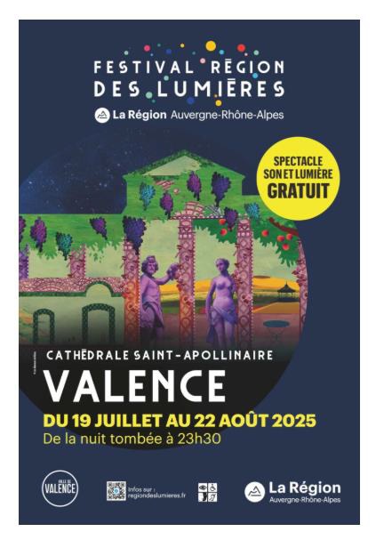 Le festival Région des Lumières est de retour à Valence cet été. Coup d’envoi du 1er son & lumières samedi 19 juillet 2025 à 22h15