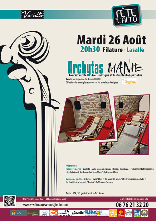 Lasalle (30460), la Filature : « Archytas manie ». Concert mixte Acousmatique et Instrumental spatialisé. 26 Août 2025 à 20h30