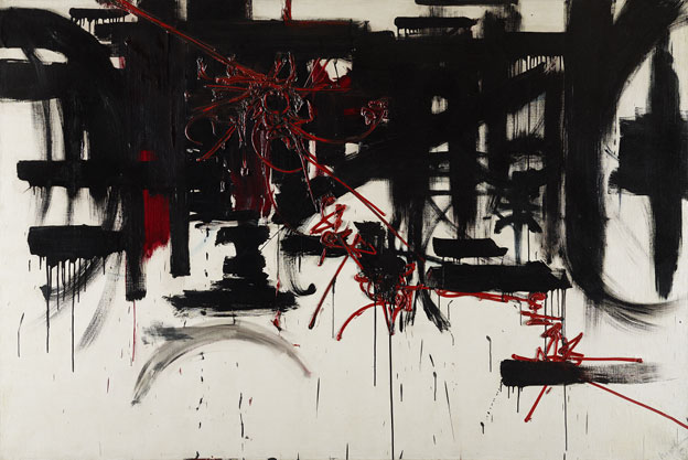 Georges Mathieu  Composition, 1951  Huile sur toile, 128,5 x 196 cm  Fondation Gandur pour l’Art, Genève [inv.: FGA-BA-MATHI-8]  Crédit : © Fondation Gandur pour l’Art, Genève. Photo : Sandra Pointet