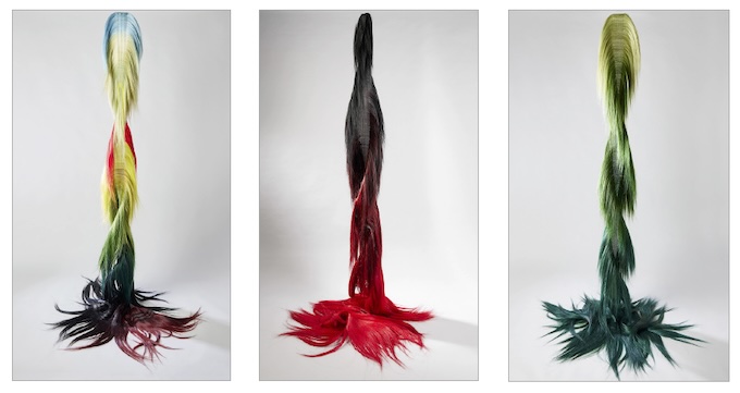 Ulrika Liljedahl, Rainbow, 2021, Sculpture en crin de cheval, 3 pièces uniques, H 360 cm Ulrika Liljedahl, Rainbow, 2021, Sculpture en crin de cheval, 3 pièces uniques, H 360 cm