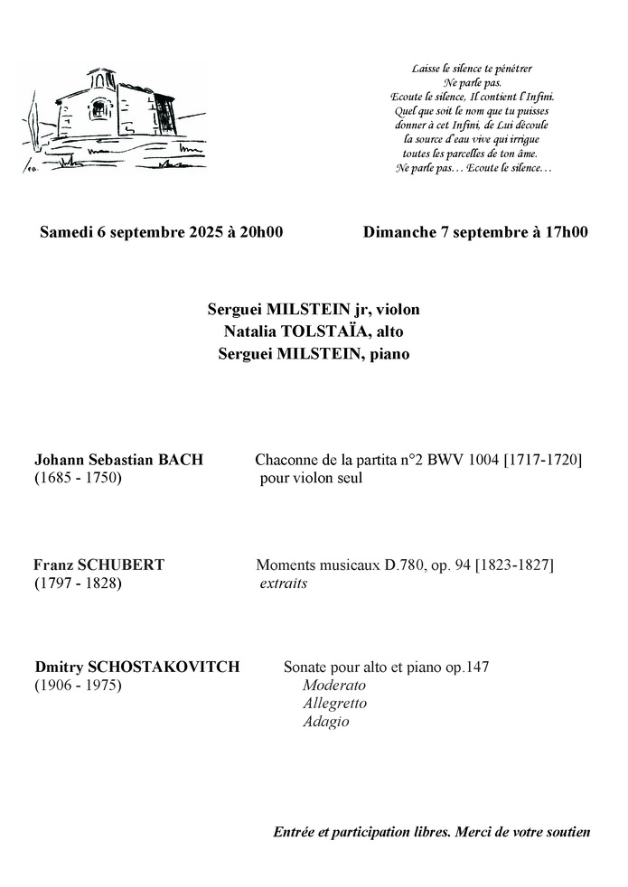 Rompon (07), Association de l’Offrande Musicale : concerts des samedi 6 et dimanche 7 septembre 2025