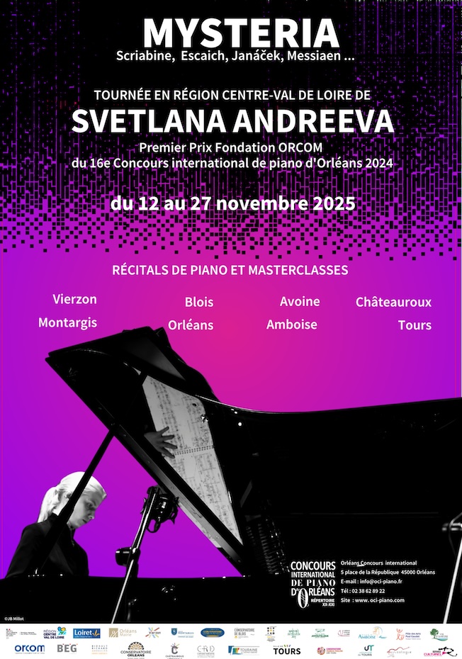 Svetlana Andreeva, piano. Tournée en Région Centre-Val de Loire - Du 12 au 27 novembre 2025 Svetlana Andreeva, piano. Tournée en Région Centre-Val de Loire - Du 12 au 27 novembre 2025