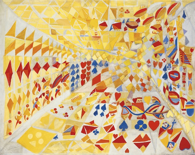 Maria Helena Vieira da Silva. Le Jeu de cartes (1937). Huile et graphite sur toile 73 x 92 cm. Coll. privée, France-Portugal. Courtoisie de Galerie Jeanne Bucher Jaeger, Paris-Lisbonne © María Helena Vieira da Silva, VEGAP, Bilbao 2025 Maria Helena Vieira da Silva. Le Jeu de cartes (1937). Huile et graphite sur toile 73 x 92 cm. Coll. privée, France-Portugal. Courtoisie de Galerie Jeanne Bucher Jaeger, Paris-Lisbonne © María Helena Vieira da Silva, VEGAP, Bilbao 2025
