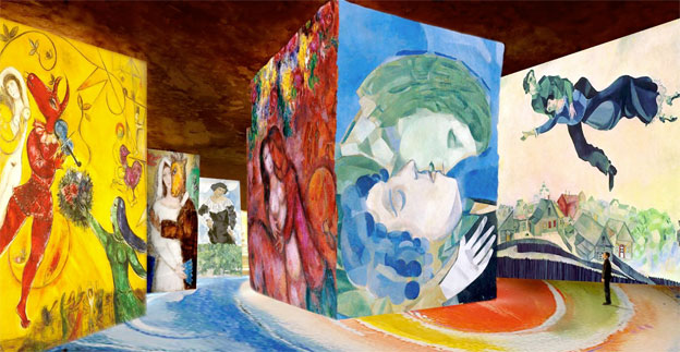 Les Baux de Provence, Carrières de lumières : « Chagall, Songes d’une nuit d’été ». Spectacle multimédia, du 4 mars 2016 au 8 janvier 2017