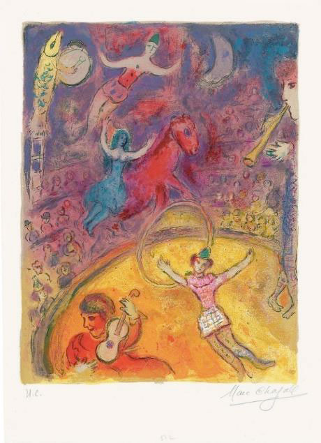 Marc Chagall. Le cirque, 1967, 51.5x37.5 cm