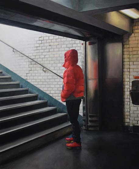 Bilal Hamdad, L’Attente, 2020. Huile sur toile, 162 × 130 cm. Collection d’art Société Générale. © Collection d’art Société Générale © Adagp, Paris, 2025