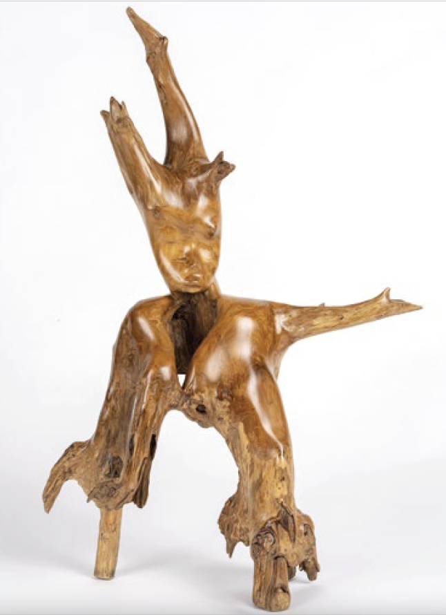 Epaphras Toïhen. Le farfadet 2025. Souche de teck. 92 x 56 x 25 cm Epaphras Toïhen. Le farfadet 2025. Souche de teck. 92 x 56 x 25 cm