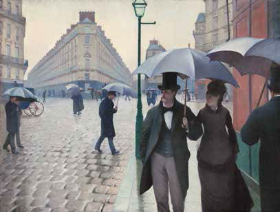 Gustave Caillebotte, Rue de Paris ; temps de pluie, 1877, huile sur toile, 212,2 x 276,2 cm Chicago, The Art Institute, Collection Charles H. et Mary F. S. Worcester © Wikimedia Commons