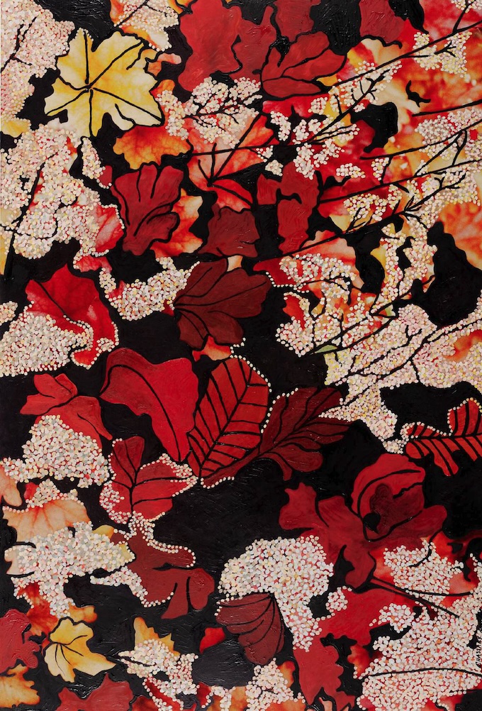 Buisson d’automne — 2020 — Tirages sur papier Hahnemühle FineArt Baryta 320 g/m2 - Encres pigmentaires Epson. Peinture gouache à la main. 75 x 50 cm © Amélie Chassary