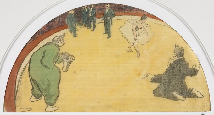 Scène de cirque, projet d’éventail, vers 1890, 24 x 43 cm, Saint-Germain-en-Laye, musée départemental Maurice Denis © RMN-Grand Palais Benoit-Touchard