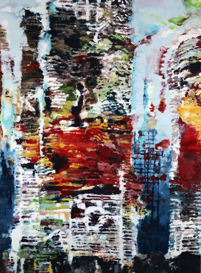 Sentinelles 1, 2025, peinture à la cire sur toile, 150 × 110 cm © Philippe Cognée