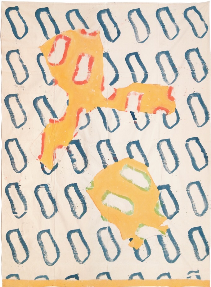 Sans titre, Claude Viallat, 2025, peinture acrylique sur drap, 300 x 219 cm  © Atelier Claude Viallat