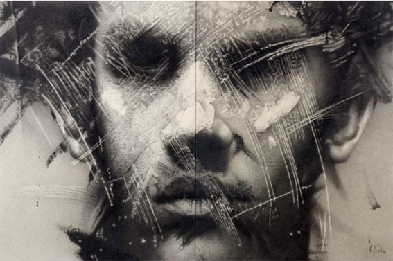 Manuel Boix, Visage qui commence, 2000 Fusain sur toile, 200 x 300 cm
