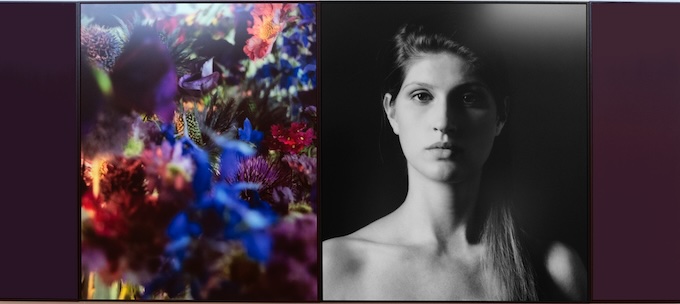 Marie-Jo Lafontaine, L’Art lave notre âme de la poussière du quotidien, 2023, photographies, Diasec, cadre en chêne poli et monochromes (huile sur MDF poli), 150 x 350 cm