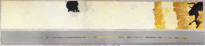 Gérard Gasiorowski, Hommage à Manet, 1983, acrylique sur toile, 150 x 1000 cm. Collection Fondation Marguerite et Aimé Maeght. Photo : Claude Germain © Courtesy Galerie Maeght