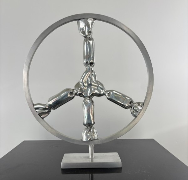 Sculpture Peace & Love   Aluminium 36 cm Piece unique Jenkell 2025