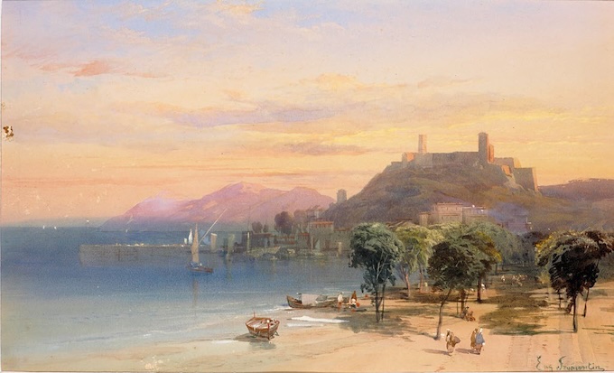 Eugène Fromentin, Cannes, les allées, 1852, aquarelle sur carton, 28,5 x 47,5 cm, Musée des explorations du monde, Cannes, inv. N° 19990.33.1 © photo C. Germain