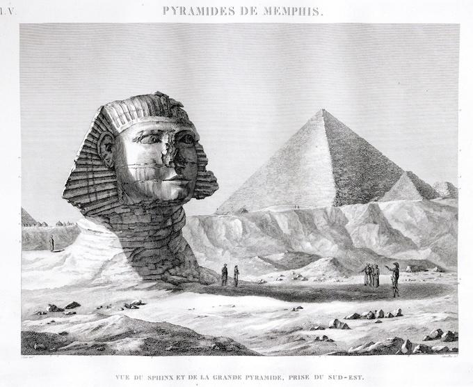 Vue du sphinx et de la grande pyramide de Memphis Description de l’Égypte, Antiquités - Planches, Tome cinquième Bibliothèque du Sénat, 4FP0045