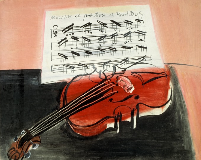 Raoul Dufy, Le violon rouge, vers 1948 - Huile sur toile - 38,5 x 46 cm - Collection Centre Pompidou, Paris, Musée national d’art moderne - Centre de création industrielle © Centre Pompidou, MNAM-CCI