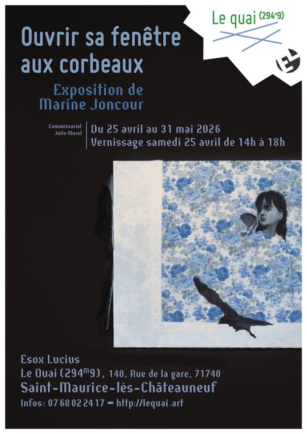 Saint-Maurice-lès-Châteauneuf. Esox Lucius - le Quai 294m9 : « Ouvrir sa fenêtre aux corbeaux », Marine Joncour. Expo du 25 avril au 31 mai 2026 