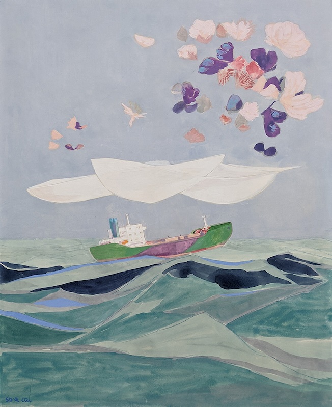 La Gibraltar Beauty Beauty sous les fleurs, non loin de Puerto Allegre à l'hiver 2023. 100x81 cm.2024