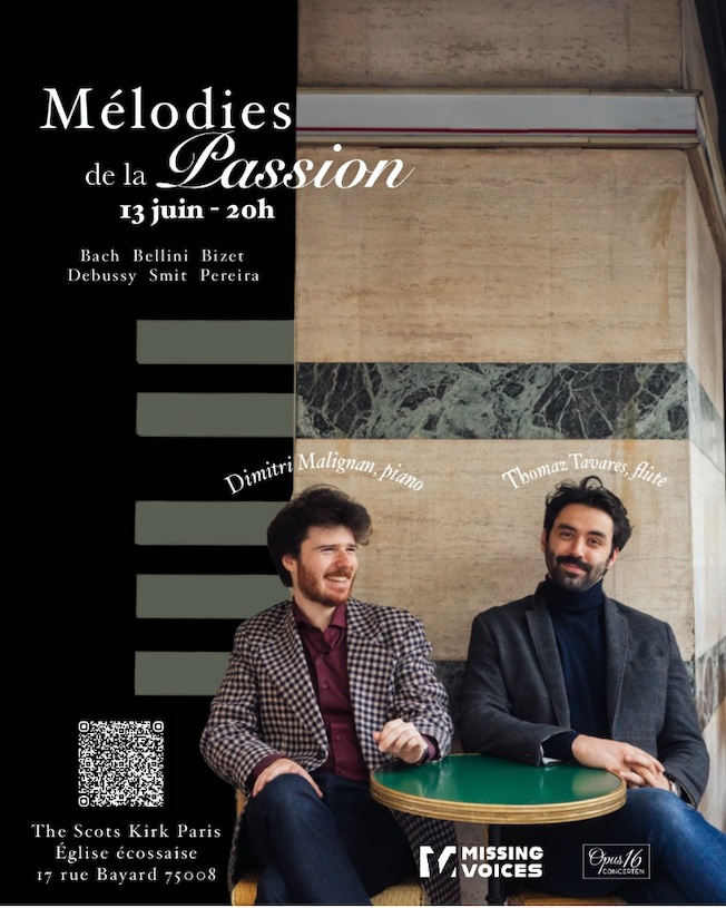 Paris, The Scots Kirk : Mélodies de la Passion, Dimitri Malignan, piano & Thomas Tavares, flûte. 13 juin 2026 - 20h