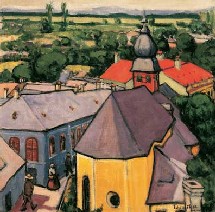 Tihanyi Lajos, Scène de rue à Nagybánya(vue depuis la tour), 1908. Huile sur toile, 70 x 70 cm. Coll. Galerie Nationale Hongroise