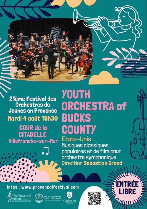 Villefranche-sur-mer, Cour de la Citadelle : concert du Youth Orchestra of Bucks County, Etats-Unis. Mardi 4 Août 2026, 19h30 Villefranche-sur-mer, Cour de la Citadelle : concert du Youth Orchestra of Bucks County, Etats-Unis. Mardi 4 Août 2026, 19h30
