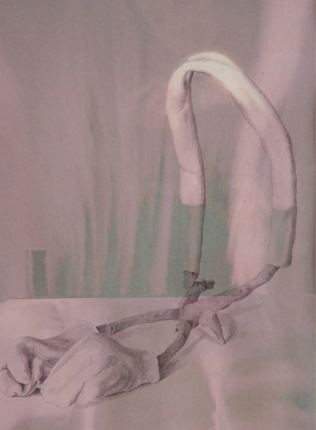 Matt Coco "fabriquer l’aube", Javel et crayon sur papier vert de gris, 42 x 29,7 cm