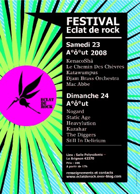 Haute-Loire, Festival Eclat de Rock. Samedi 23 et Dimanche 24 Aout.
