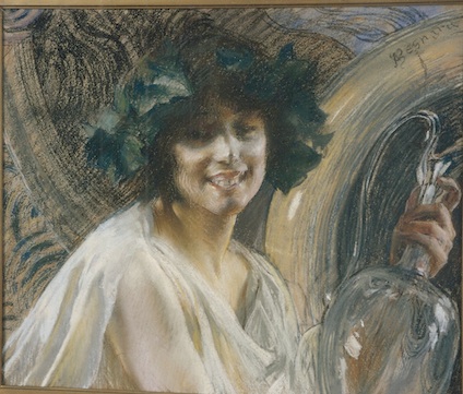 AlbertBesnard, Bacchante ou la Nymphe couronnée de pampres, vers 1900-1905. Pastel sur papier, 49x60cm - Aix-les-Bains, musée Faure 1948 © Photomusée Faure, Aix-les-Bains