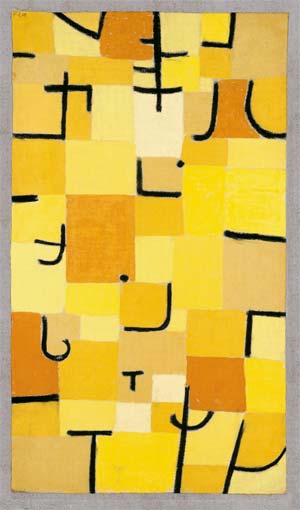 Paul Klee Signes en jaunes 1937, 210 (U 10) Pastel sur coton sur peinture à la colle sur jute sur châssis, 83,5 x 50,3 cm © Robert Bayer, Basel