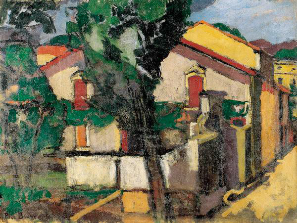 Pierre Brune, La route de Maureillas à Céret, 1917, huile sur toile, 46 x 61,2 cm, Musée d'art moderne de Céret, Joseph Gibernau / Studio Pyrénées, © Droits réservés Pierre Brune, La route de Maureillas à Céret, 1917, huile sur toile, 46 x 61,2 cm, Musée d'art moderne de Céret, Joseph Gibernau / Studio Pyrénées, © Droits réservés