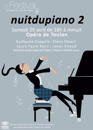 Nuitdupiano 2, samedi 29 avril de 18h à minuit à l'Opéra de Toulon
