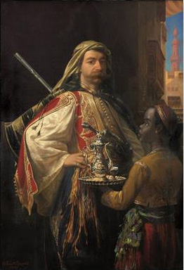 Portrait du baron Lycklama à Nijeholt en costume oriental. Emile Vernet-Lecomte et Pierre Tetar Van Elven