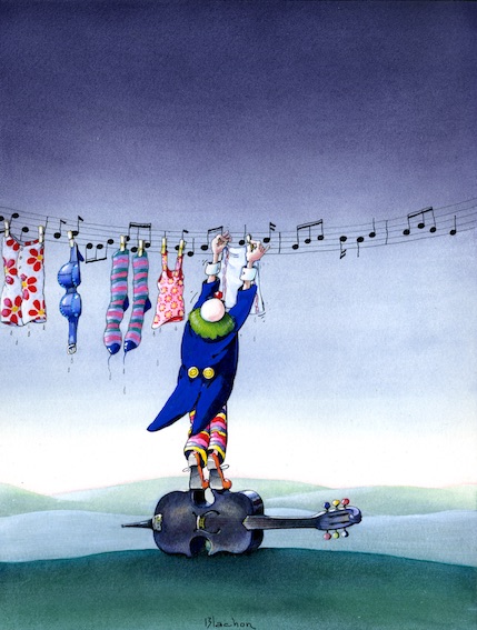 Le clown et le linge © Roger Blachon