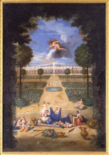 Vue du Grand Trianon prise des parterres, avec Flore et Zéphyr