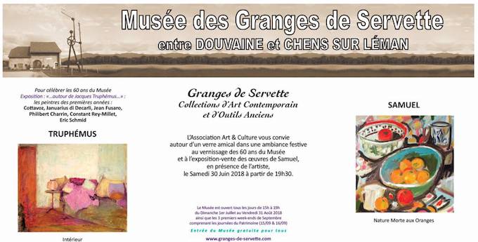 Musée des Granges de Servette 74140 Chens sur Léman à quelques kms d'Yvoire, Lac Léman, vernissage le samedi 30 Juin à partir de 19h30
