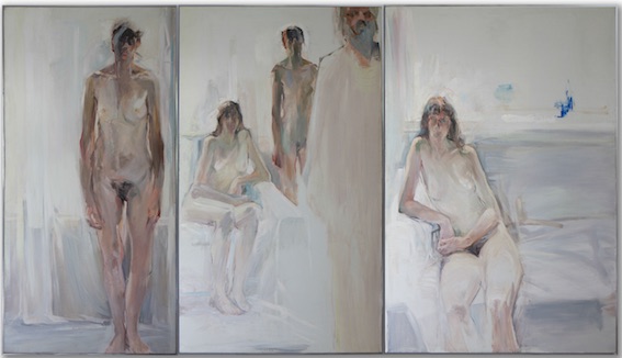 Michel Steiner, Triptyque, Présences dans l’atelier, huile sur toile, 195x (97, 130, 114), non daté