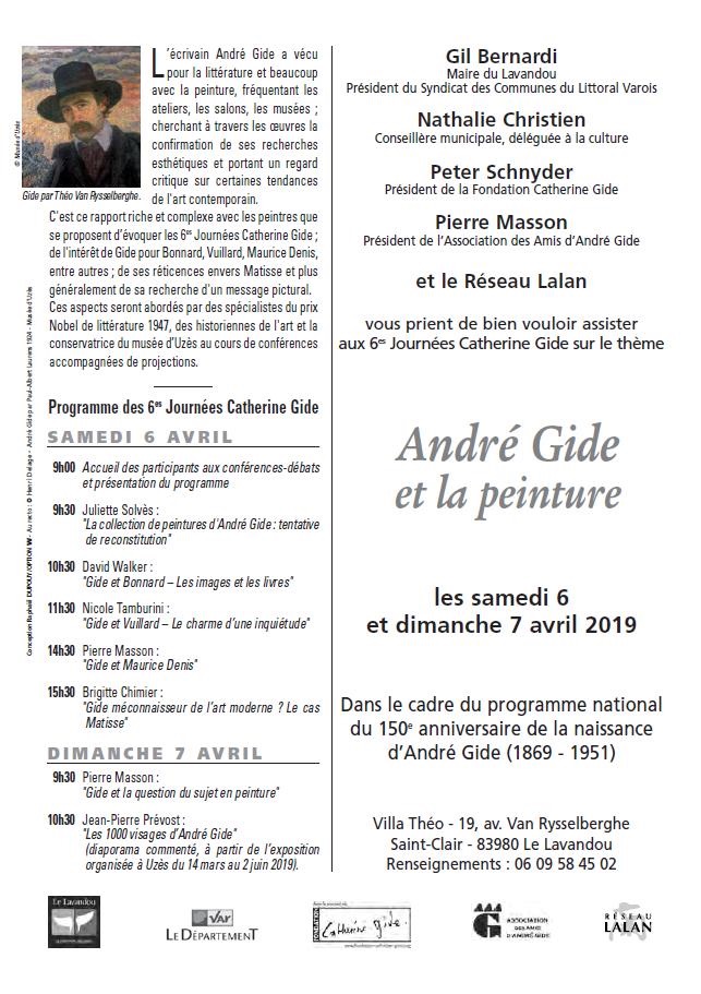 6es journées Catherine Gide, Le Lavandou les 6 et 7 avril 2019