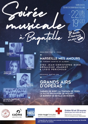Marseille, L’Art au Service de la solidarité, concert prestige au profit de la Croix-Rouge, Parc Bagatelle le 22 juin 2019 à 19h