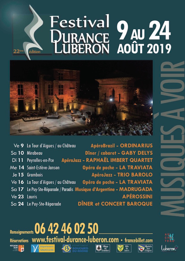 Festival Durance Luberon du 9 au 24 août 19 : Jazz, opéra et chanteuses à paillettes
