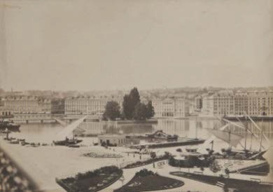 Sébastien Straub Vue du port du commerce et du Jardin anglais Genève, vers 1854 Calotype, 202 x 285 mm Inv. FAO 49129 © Fondation Auer Ory
