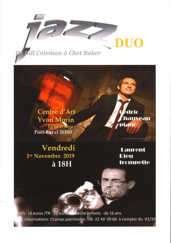 Concert jazz duo au Centre d'art Yvon Morin - Le Poët Laval (26) le 1er novembre '19 à 18h Concert jazz duo au Centre d'art Yvon Morin - Le Poët Laval (26) le 1er novembre '19 à 18h