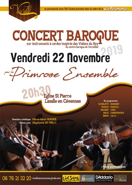 Concert baroque vendredi 22 novembre 2019 à 20 h 30 (église Saint-Pierre à Lasalle en Cévennes - Gard)