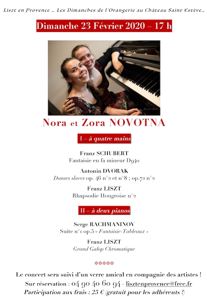 Nora et Zora Novotna en concert au château St-Estève, Uchaux (84) le 23 février 2020 à 17h